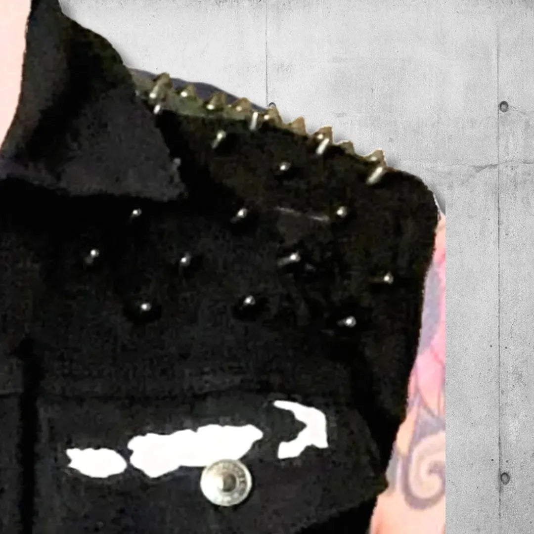 Black Punk Rock Skeleton Rib Cage Battle Vest boomersarepunktoo.com