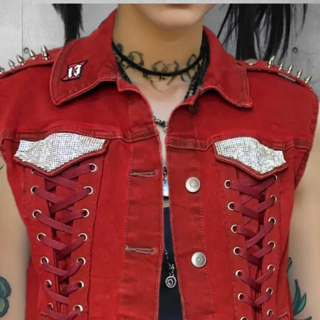 Blinged Punk Princess Black Widow Vest boomersarepunktoo.com