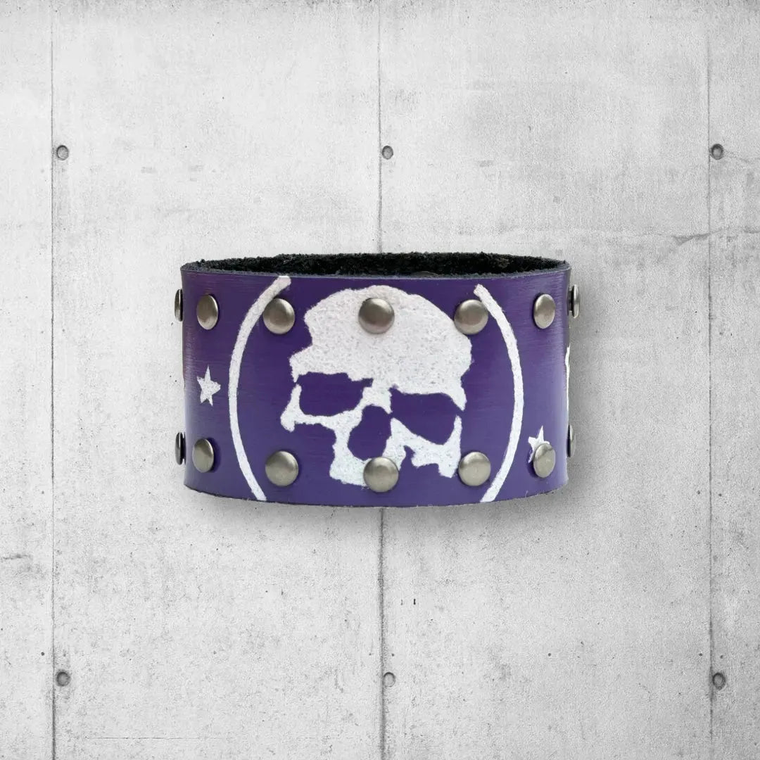 FAFO Punk Rocker Skull Leather Studded Cuff boomersarepunktoo.com