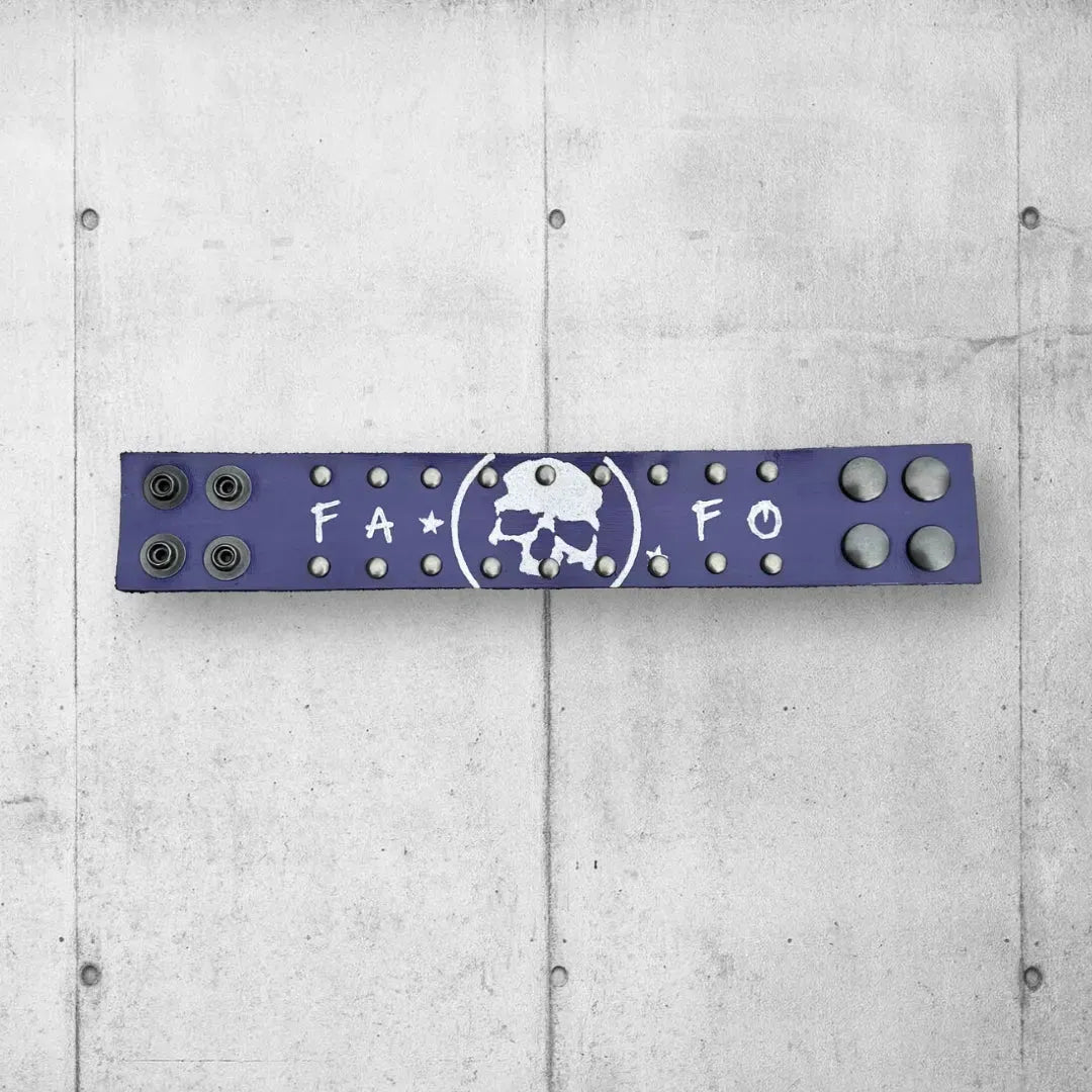 FAFO Punk Rocker Skull Leather Studded Cuff boomersarepunktoo.com