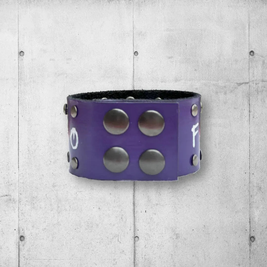 FAFO Punk Rocker Skull Leather Studded Cuff boomersarepunktoo.com