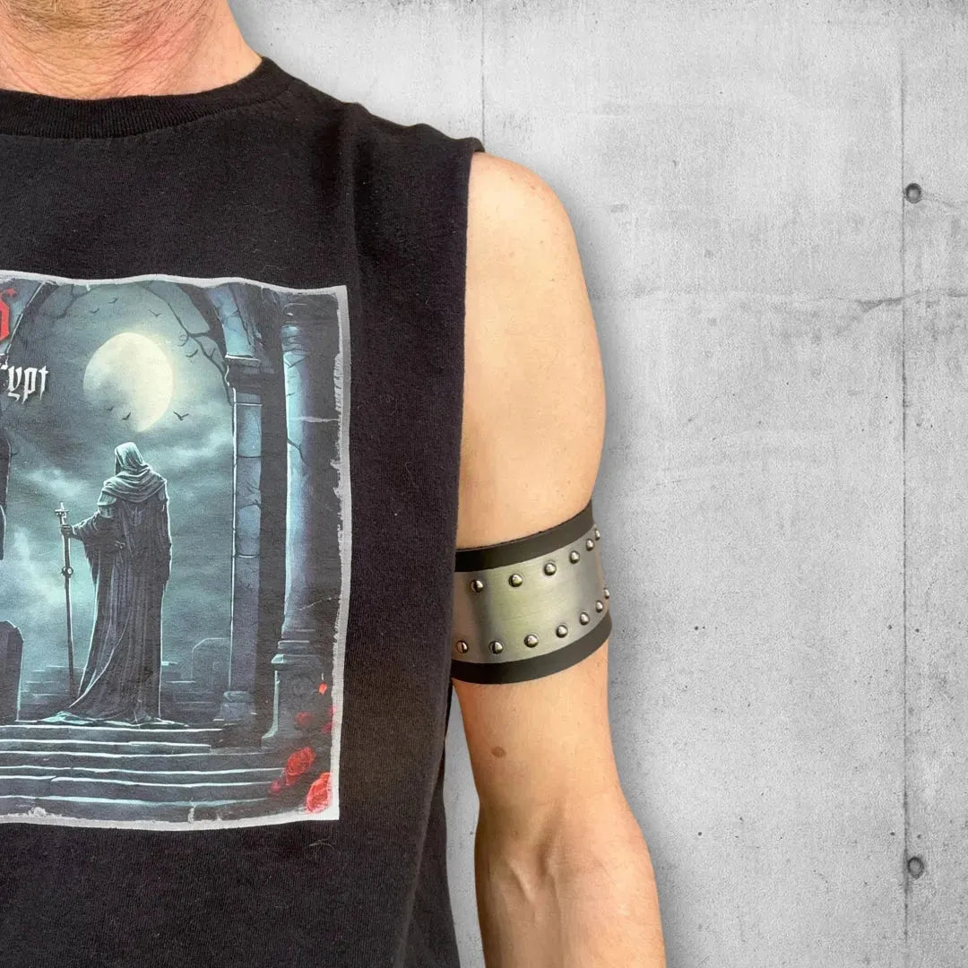 Heavy Metal/ Punk Rocker Leather Bicep Cuff boomersarepunktoo.com