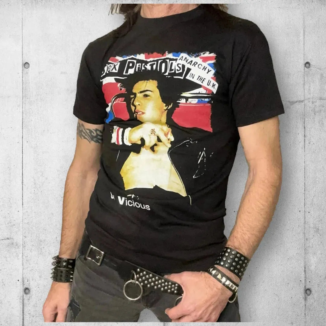 Iconic Sid Vicious Sex Pistols UK Punk Rock Tee Shirt boomersarepunktoo.com