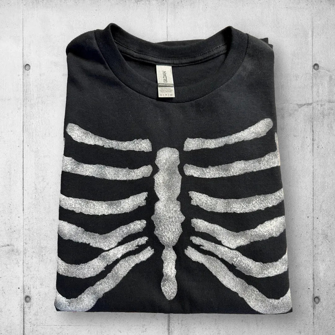 Punk Rock Skeleton Rib Cage Black T Shirt boomersarepunktoo.com