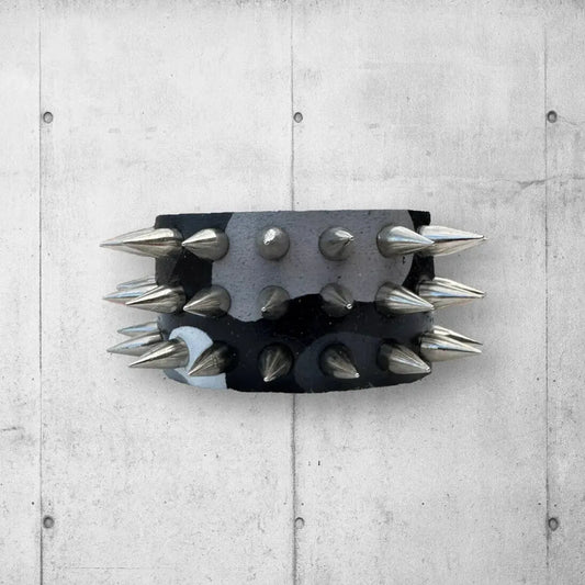 Punk Rocker Black Urban Camo Designed Spiked Leather Cuff boomersarepunktoo.com