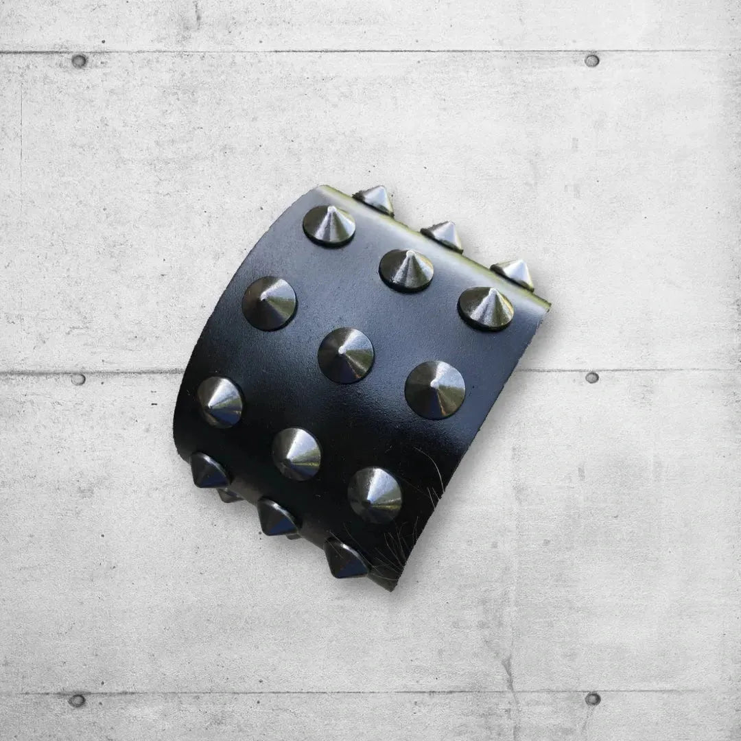 Punk Rocker Unisex Leather Cone Spike Cuff Bracelet boomersarepunktoo.com