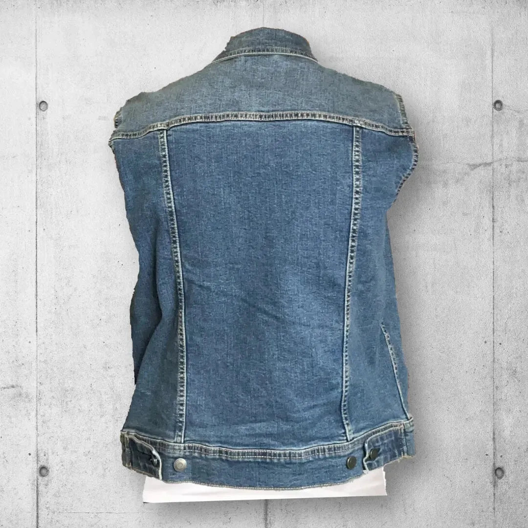 Punk Style Rib Cage Denim Battle Jacket Vest boomersarepunktoo.com