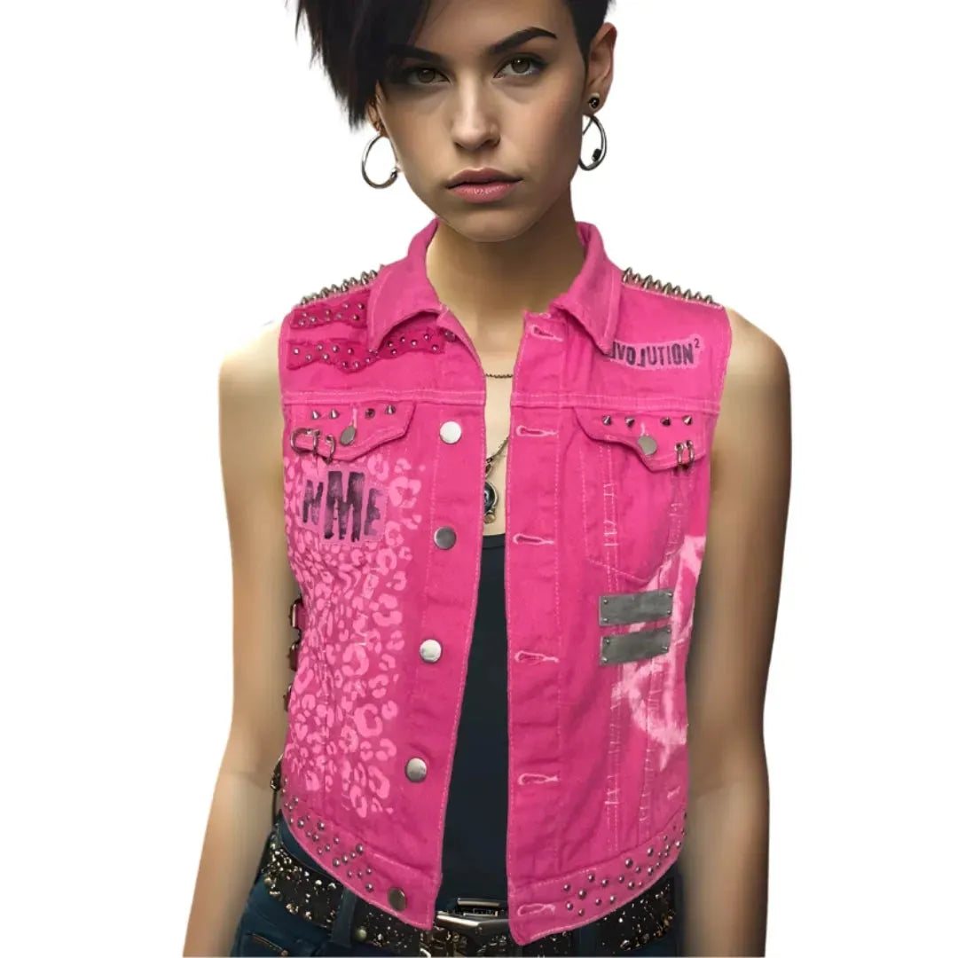 REVOLUTION 2 Women’s Punk Studded Battle Vest boomersarepunktoo.com