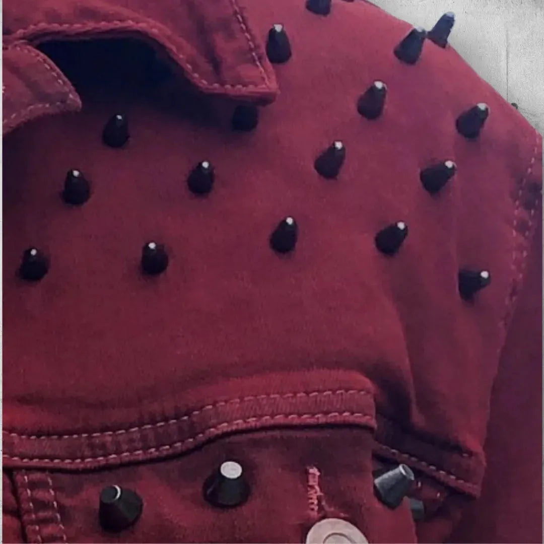 Scarlet Red Punk Rock Battle Jacket (The Forsaken) boomersarepunktoo.com