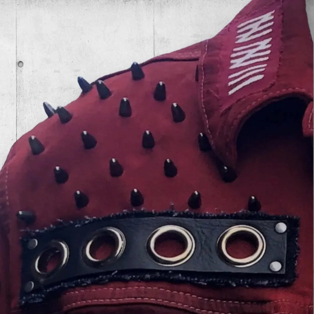 Scarlet Red Punk Rock Battle Jacket (The Forsaken) boomersarepunktoo.com