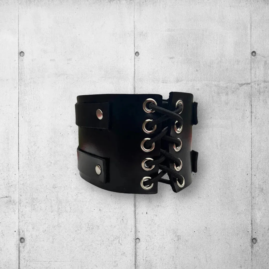 Two Strap Leather Punk Rocker Bicep Cuff boomersarepunktoo.com