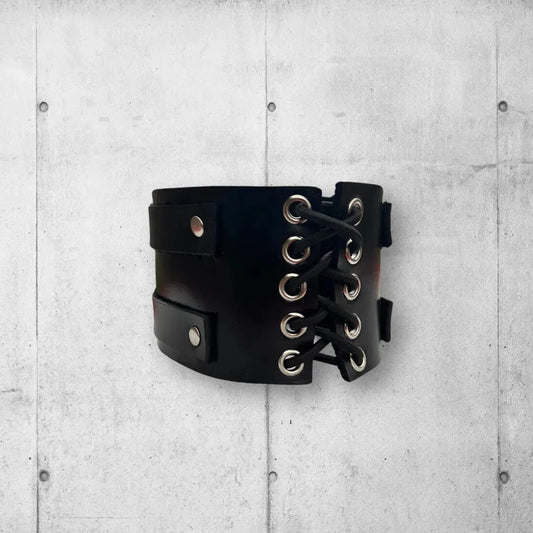 Two Strap Leather Punk Rocker Bicep Cuff boomersarepunktoo.com