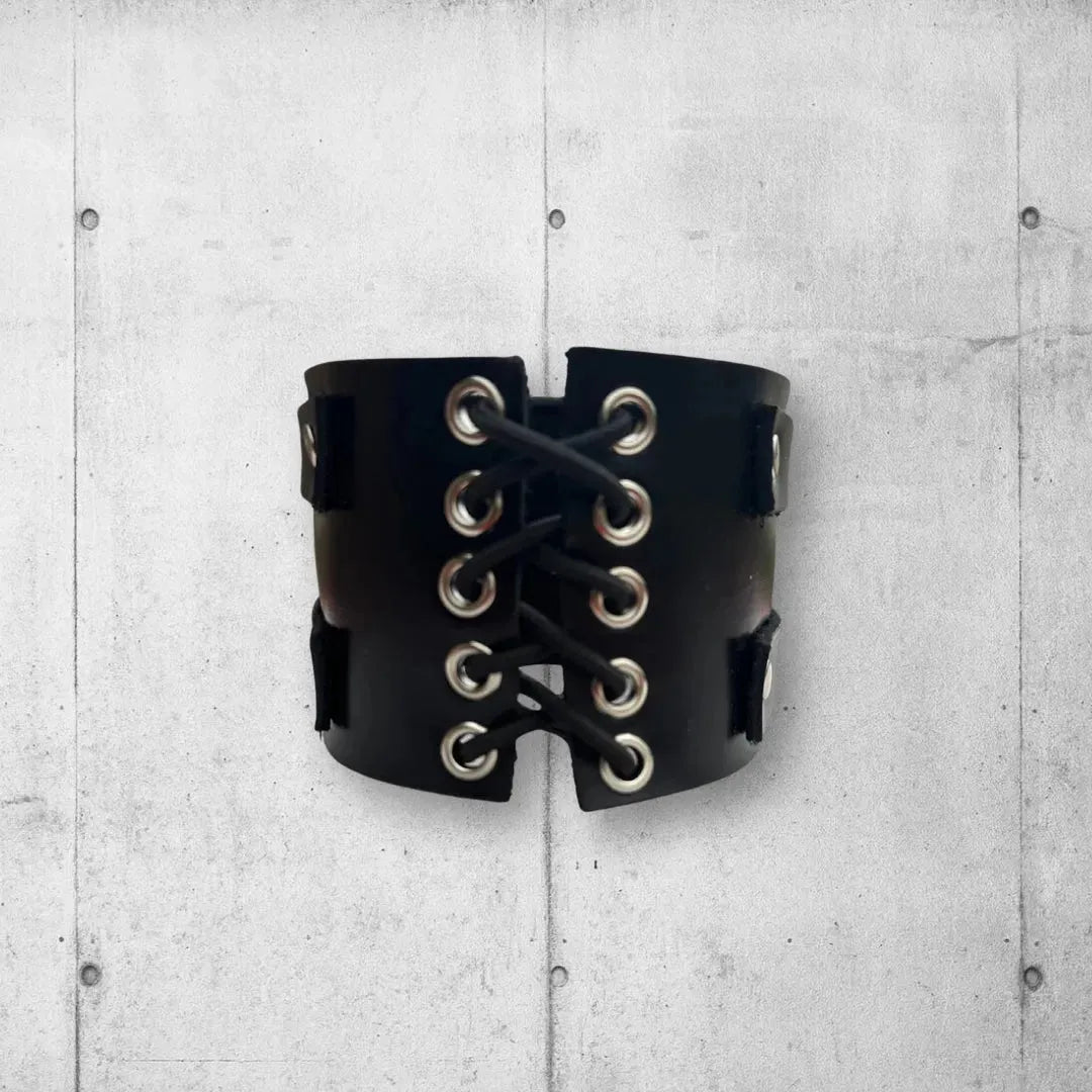 Two Strap Leather Punk Rocker Bicep Cuff boomersarepunktoo.com