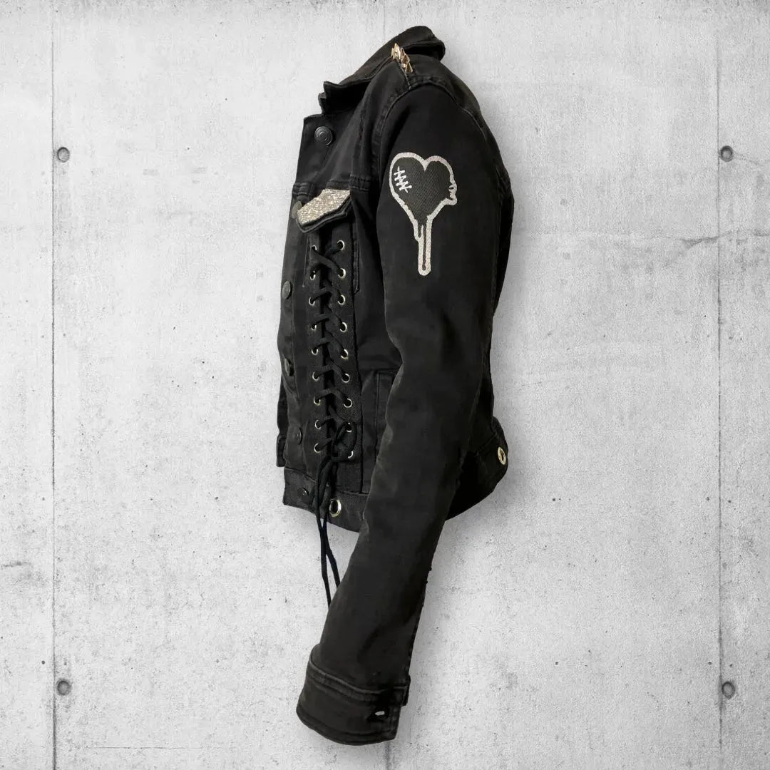 Women’s Gothic | Punk Rock | Blinged Denim Jacket boomersarepunktoo.com
