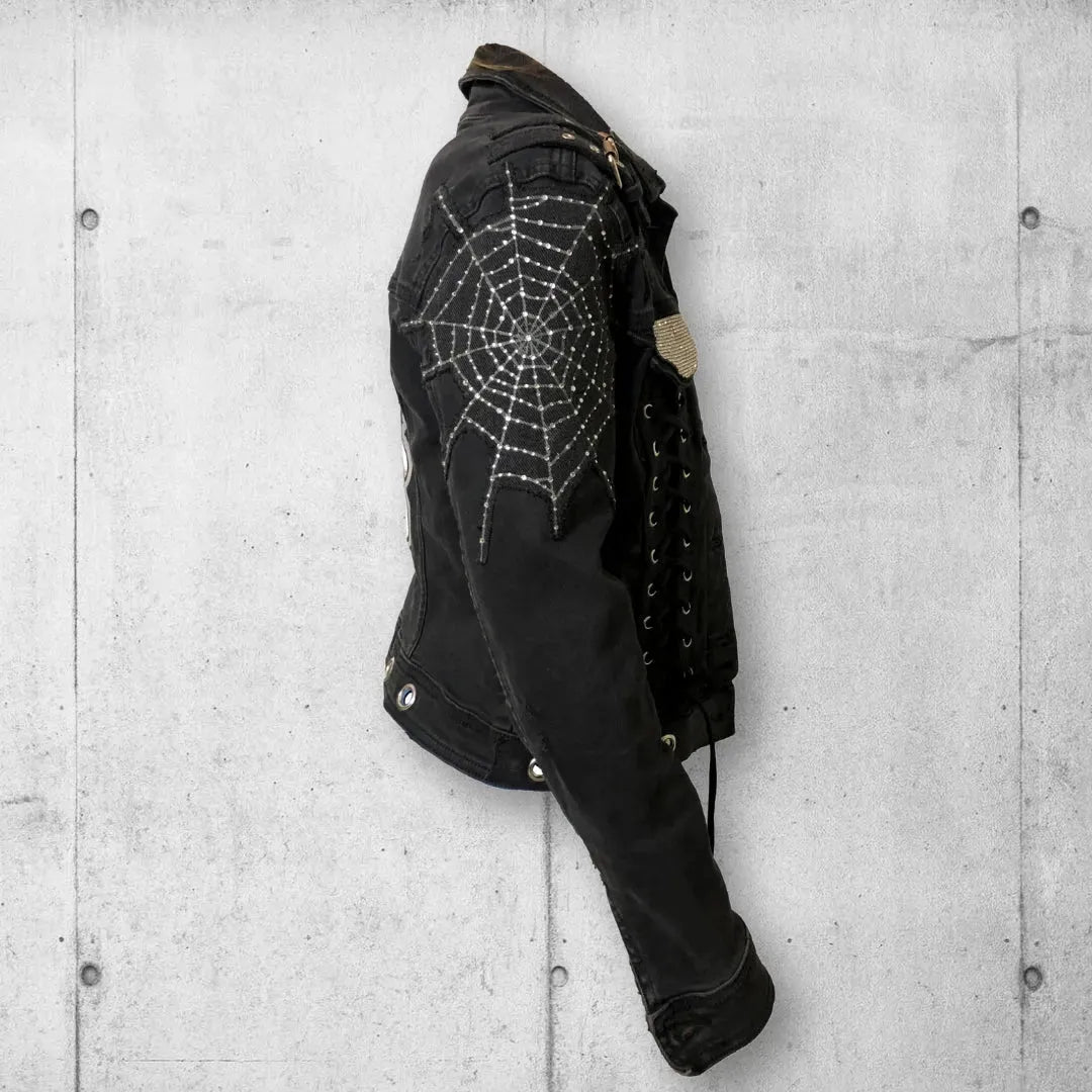 Women’s Gothic | Punk Rock | Blinged Denim Jacket boomersarepunktoo.com