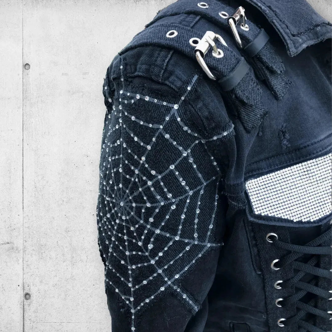 Women’s Gothic | Punk Rock | Blinged Denim Jacket boomersarepunktoo.com
