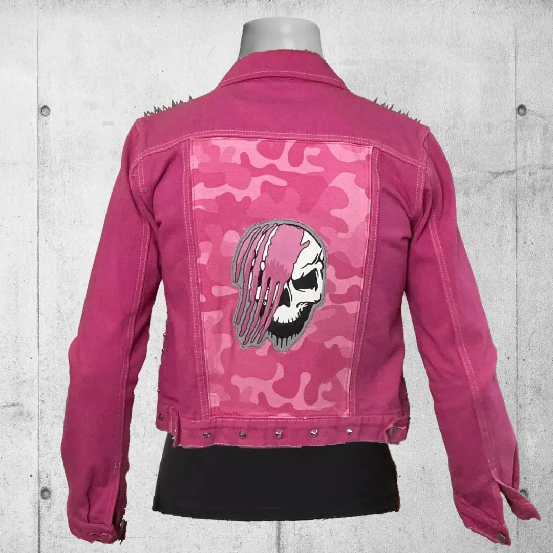 Women's Pink Enemy of the State Punk Studded Battle Jacket boomersarepunktoo.com