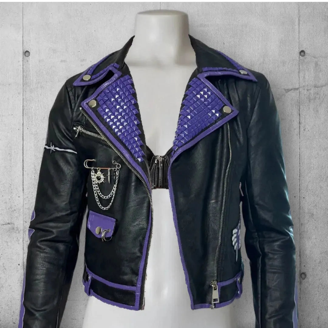 Women's Vegan Leather Cropped Punk Rocker Jacket boomersarepunktoo.com