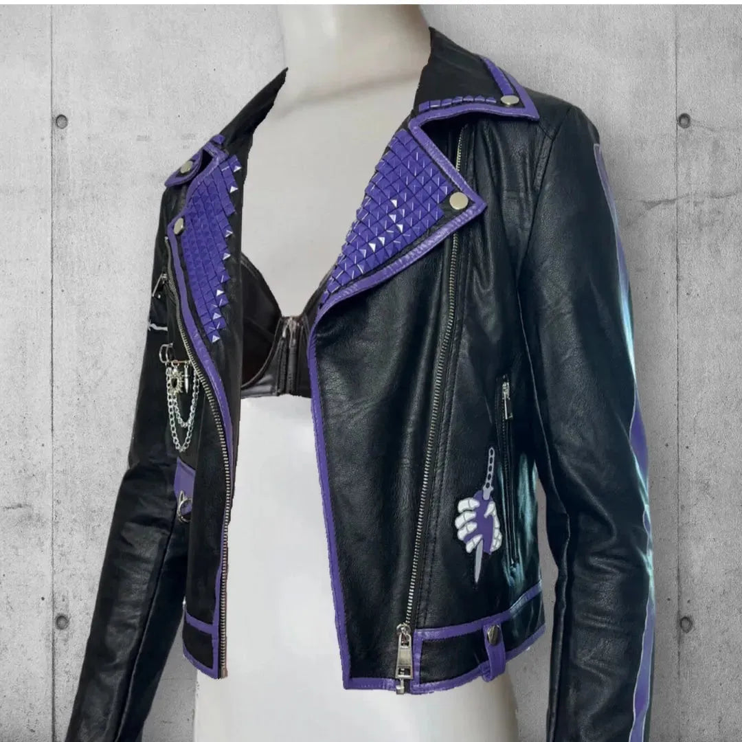 Women's Vegan Leather Cropped Punk Rocker Jacket boomersarepunktoo.com