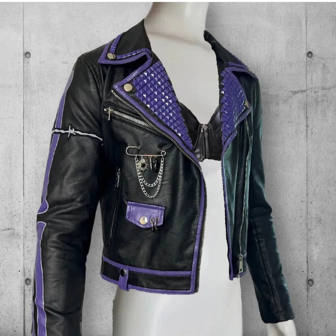 Women's Vegan Leather Cropped Punk Rocker Jacket boomersarepunktoo.com