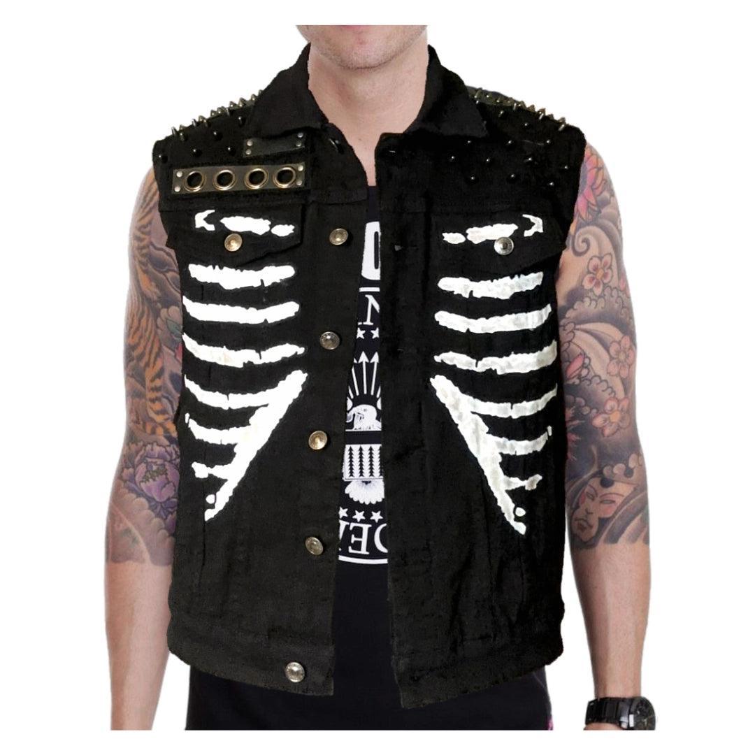 Black Punk Rock Skeleton Rib Cage Battle Vest