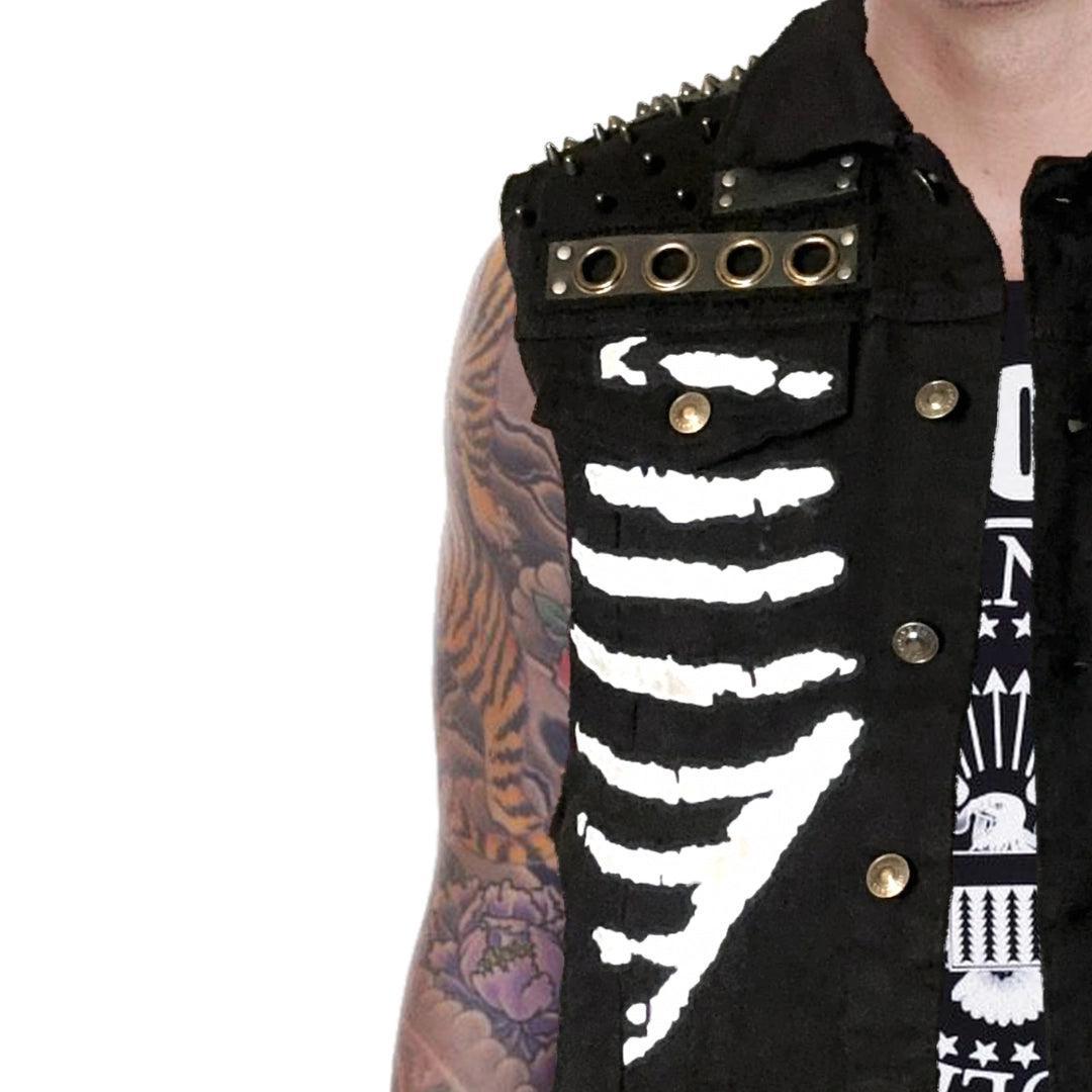 Black Punk Rock Skeleton Rib Cage Battle Vest