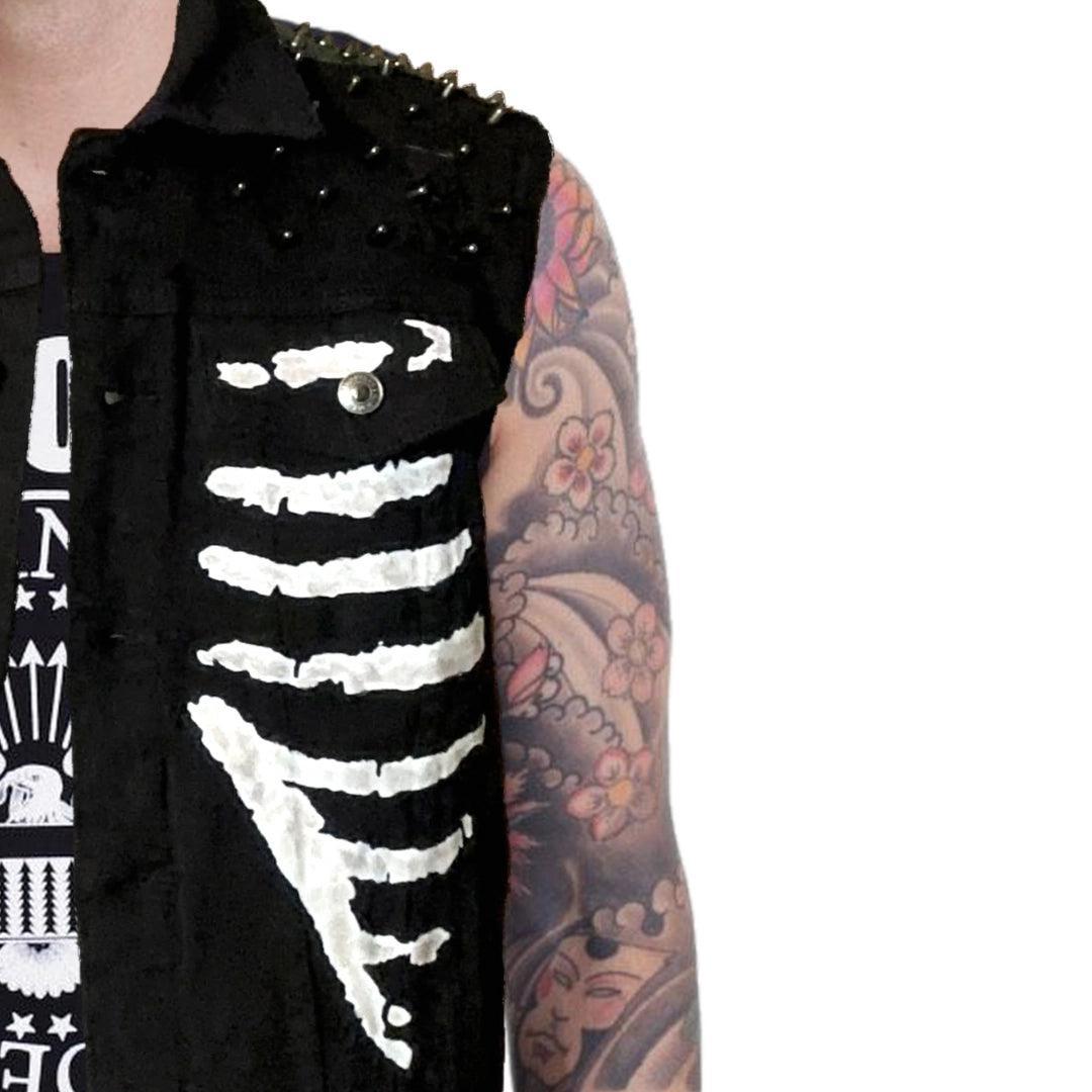 Black Punk Rock Skeleton Rib Cage Battle Vest