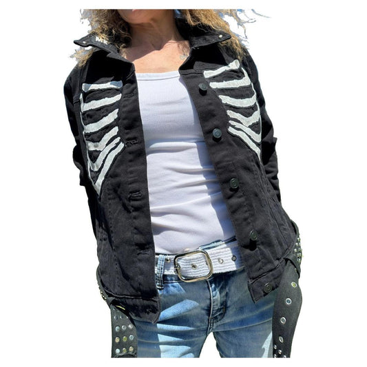 Misfits Kitty Studded Denim Jacket w Moto Belt