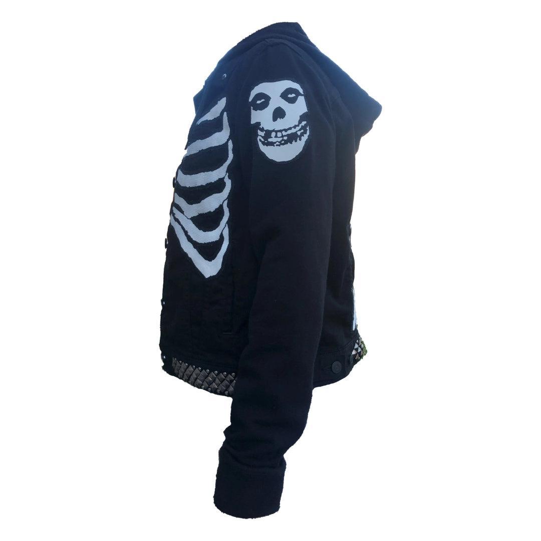 Women’s Black Misfits Kitty Rib Cage Hoodie Jean Jacket