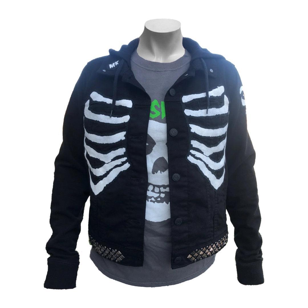 Women’s Black Misfits Kitty Rib Cage Hoodie Jean Jacket