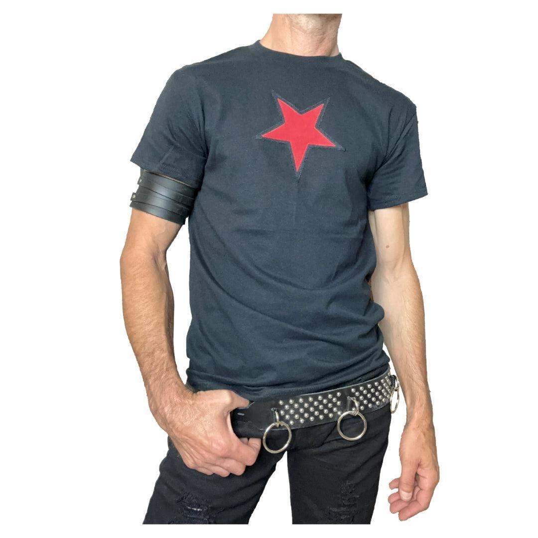 Boomers Denim Red Star Rocker Patch Tee Shirt