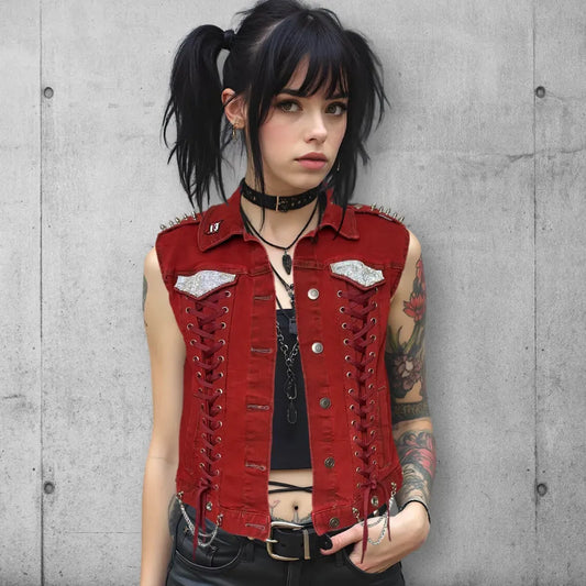 Blinged Punk Princess Black Widow Vest boomersarepunktoo.com