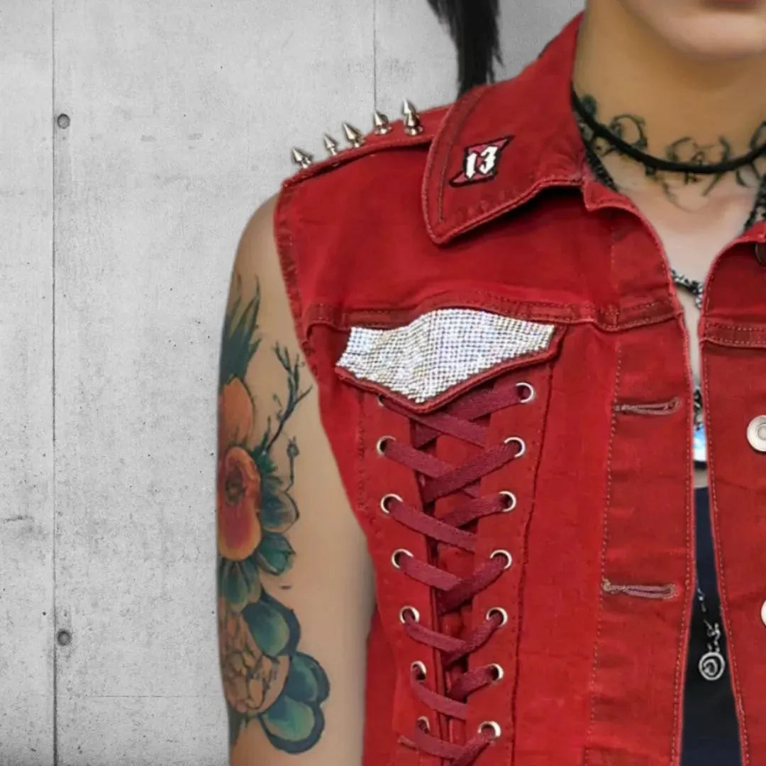 Blinged Punk Princess Black Widow Vest boomersarepunktoo.com