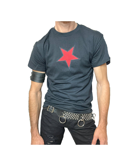 Denim Red Star Rocker T-Shirt boomersarepunktoo.com