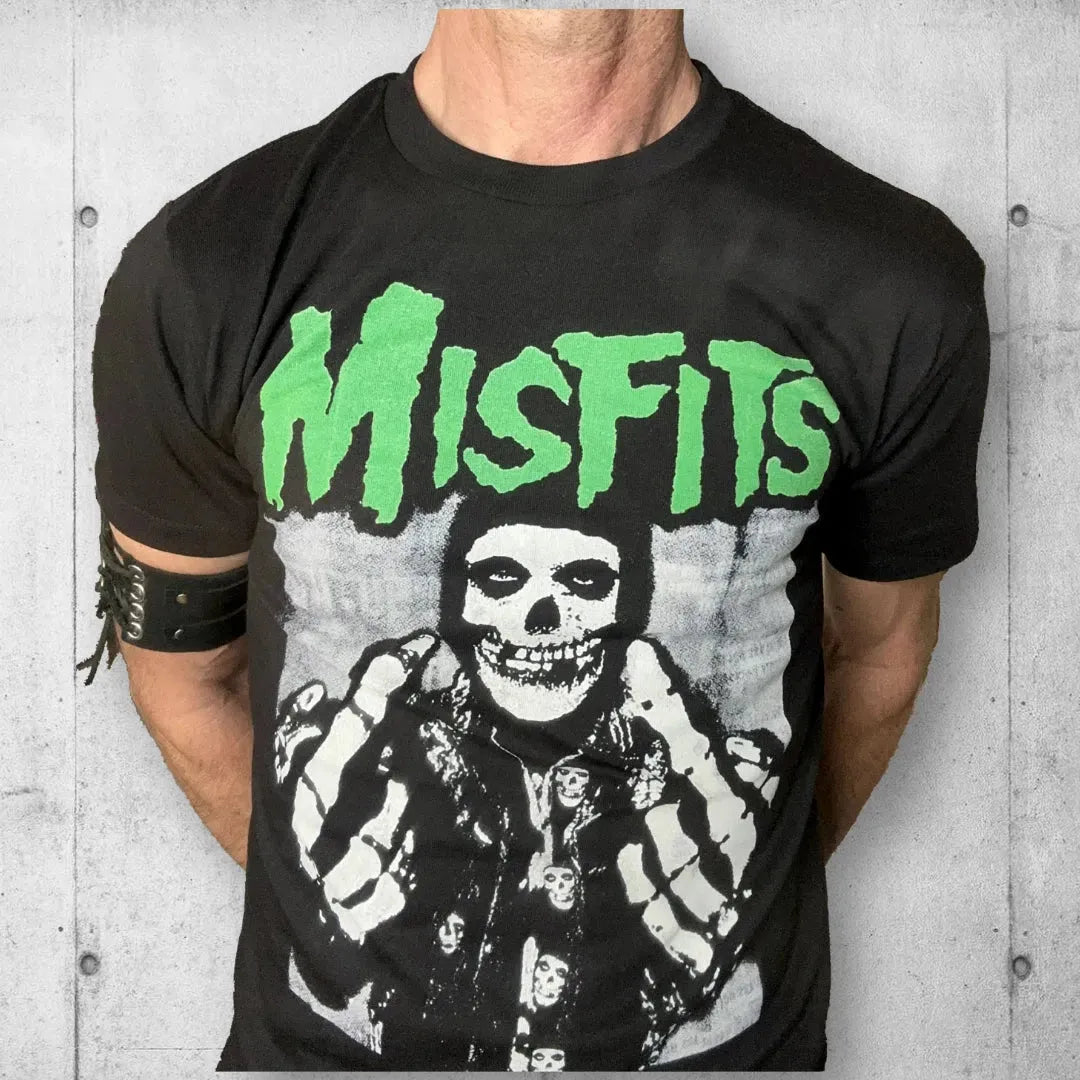 misfits dress shirt Affliction x Misfits Bat Black Wash 2fer Long Sleeve T-Shirt