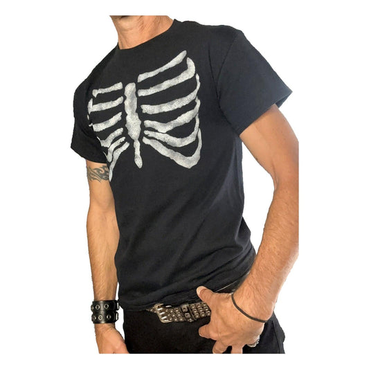 Punk Rock Skeleton Rib Cage Black T Shirt boomersarepunktoo.com