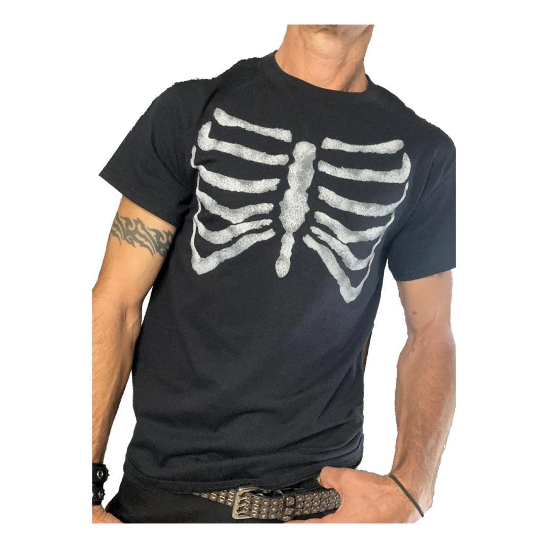 Punk Rock Skeleton Rib Cage Black T Shirt boomersarepunktoo.com