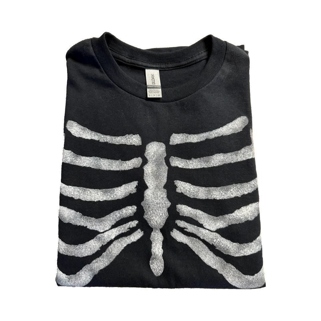 Punk Rock Skeleton Rib Cage Black T Shirt boomersarepunktoo.com