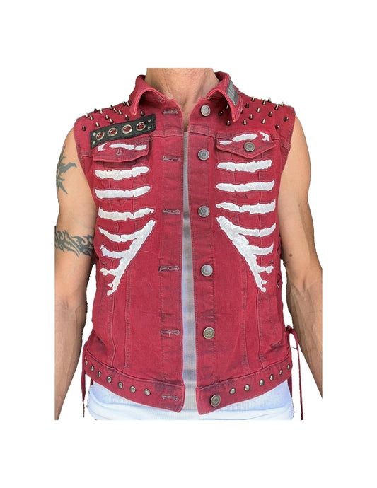 women-s-red-denim-punk-rib-cage-vest-1 - Boomers are Punk too